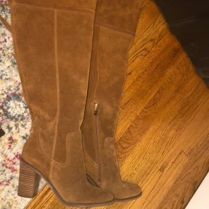 Suede brown over the knees boots 3.5-4 inch heel